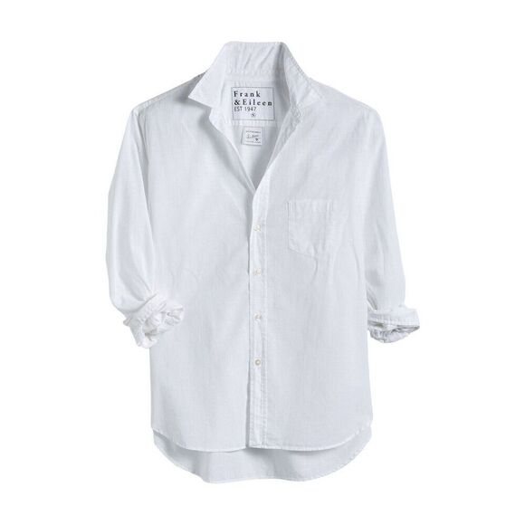 Frank & Eileen Eileen Shirt Women's Small White Crinkle Long Sleeve Button Down